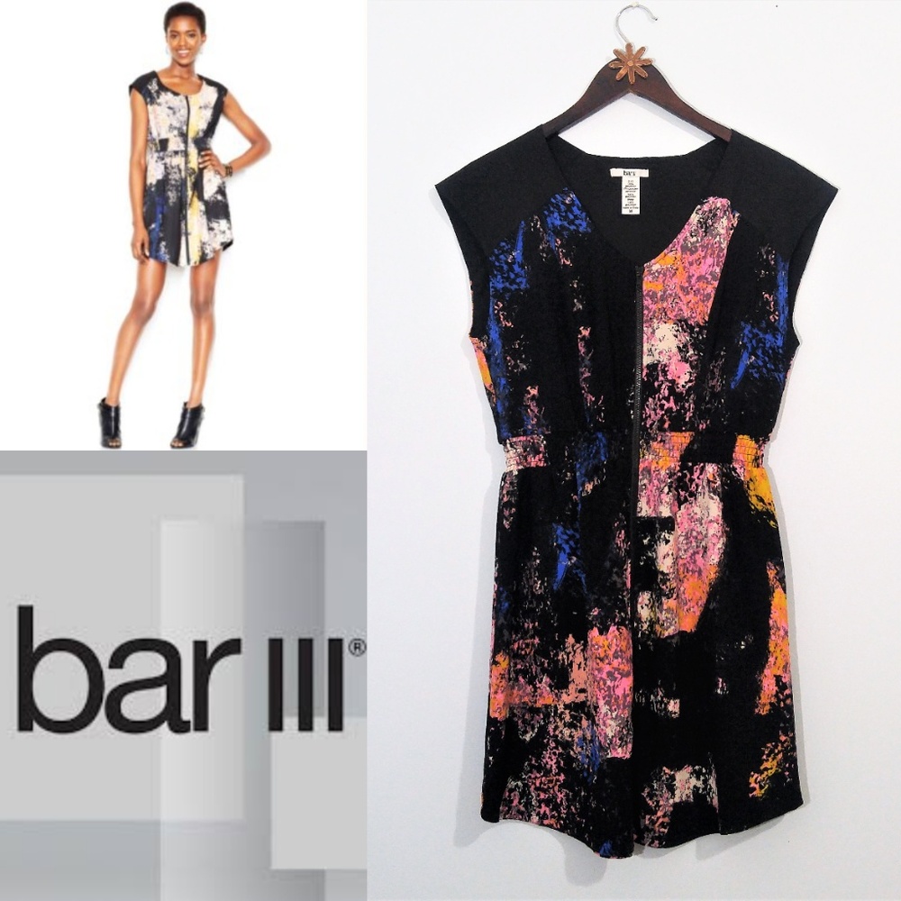 Bar III Paint Splatter Zipper Dress size M